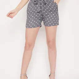 PANIT Women Grey Printed Loose Fit Regular Shorts-image-18
