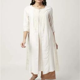 Rangmanch by Pantaloons Off-White Printed A Line Kurta-image-10