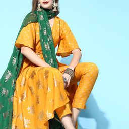 Sangria Ethnic Motifs Polyester Kurta Sets-image-71