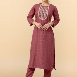 Anouk Rustic Women Ethnic Motifs Embroidered Regular Sequinned Kurta with Trousers-30