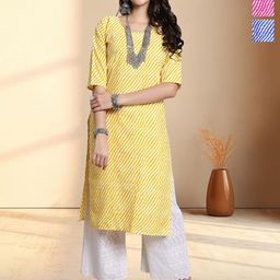 HERE&NOW Women Pack Of 3 Leheriya Printed Kurta-35