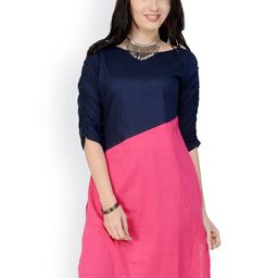 Pannkh Women Pink & Navy Kurta-image-44