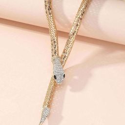 VAGHBHATT Cubic Zirconia & Rhinestone Studded Snake-Design Choker Necklace image 1