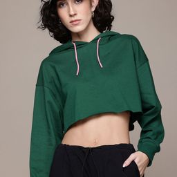 The Roadster Lifestyle Co. Women Hooded Crop Sweatshirt-picture-17
