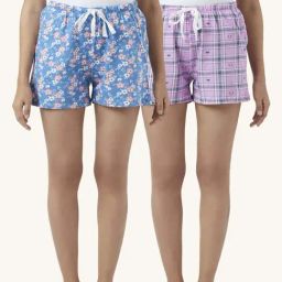 Dreamz by Pantaloons Blue Pink Cotton Chequered Shorts-picture-4