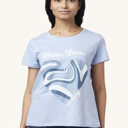 Dreamz by Pantaloons Blue Cotton Graphic Print T-Shirt-image-91