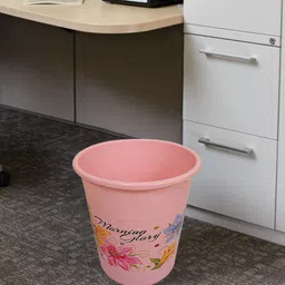 Kuber Industries 3-Pcs Floral Printed Portable Garbage Baskets - 5 L Each-32