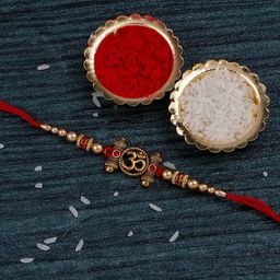 Silver Shine Unisex Set Of 2 Bhaiya Bhabhi Rakhi Gift Set-image-84