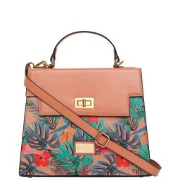KLEIO Pink Printed Medium Satchel Handbag-11