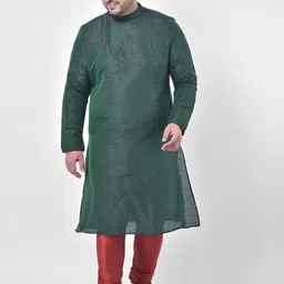 DEYANN PLUS Men Green Dupion Silk Woven Kurta-picture-52