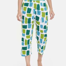 zebu Women Blue & White Printed Regular Fit Lounge pants-41