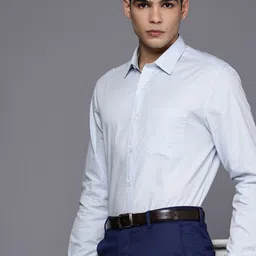 Louis Philippe Classic Fit Self Design Textured Pure Cotton Formal Shirt-image-97