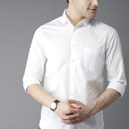 Dennis Lingo Men White Slim Fit Solid Casual Shirt-image-98