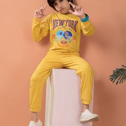 PLUM TREE Boys Printed Round Neck Pure Cotton T-shirt With Jogger-image-18