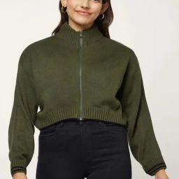 People by Pantaloons Green Self Pattern Jacket-10