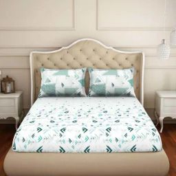Welspun Tibetan Stone Cotton 144 TC King Bed Sheet With Pillow Covers-image-51