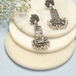 Biba Oxidized Gold Brass Dangler Earrings for Women-image-43