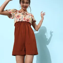 Miss Chase Women Chic Rust Printed Playsuit-image-18