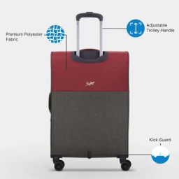 Skybags Snatch Grey & Red Color Block Soft Large Trolley Bag - 52 cm image 4