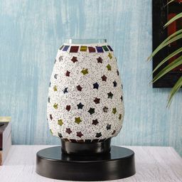 Devansh White & Black Star Mosaic Glass Novelty Table Lamp-56