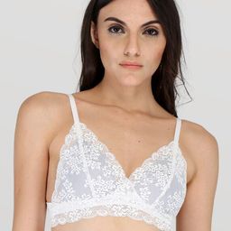 EZLOOT Floral Lace Full Coverage Lightly Padded Cotton Bralette Bra with All Day Comfort-14
