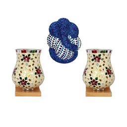 Somil Indore Mosaic Decorative Lamp Combo of Matching Wall Lamp & Blessing God Ganesh Wall Lamp, Multi Compatible with LED, Size: 14 X 14 X 19 Cm, Pack of 3.-image-58