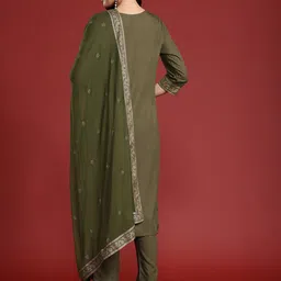 Anouk Ethnic Motifs Printed Straight Kurta Set With Dupatta image 5