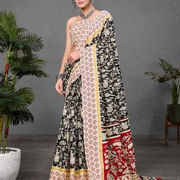 LeeliPeeri Designer Ajrak Block Print Saree-10