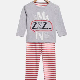 mackly Girls Grey Printed Night suit-image-80