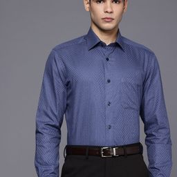 Louis Philippe Classic Fit Self Design Textured Pure Cotton Formal Shirt-image-15