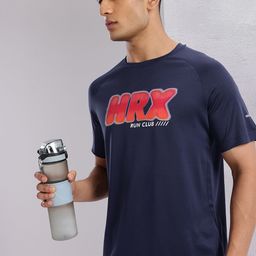 HRX by Hrithik Roshan Brand Logo Print Raglan Sleeves Rapid-Dry Running T-shirt-image-92