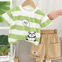StyleCast x Revolte Boys Striped Pure Cotton Round Neck T-shirt & Trousers-image-77