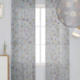B' Decorlish Grey Set of 2 Floral Sheer Door Curtain-87