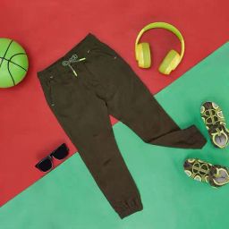 Pantaloons Junior Olive Cotton Regular Fit Joggers-image-50
