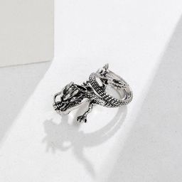 JOKER & WITCH Men Silver-Plated Drakon Ancient Finger Ring-image-33