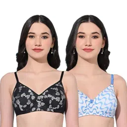 FIMS Black & Blue Printed Bras - Pack Of 2-image-89