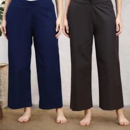Kryptic Grey & Blue Cotton Relaxed Fit Lounge Pants - Pack of 2-image-88