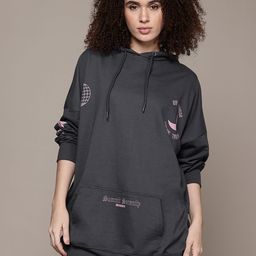 The Roadster Lifestyle Co. Printed Longline Hooded Sweatshirt-image-67