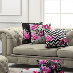 SEJ by Nisha Gupta Set of 5 Printed Square Cushion Covers-78