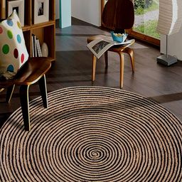 MRIC Beige & Black Self Design Jute Carpet-picture-3