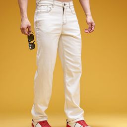 HERE&NOW Men Contrast Stitch Straight Fit Mid-Rise Jeans-image-33