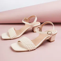 max Women PU Block Heels Square Toe Sandals-19