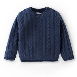 Babyhug Acrylic Full Sleeves Cable Knit Design Sweater - Navy-14