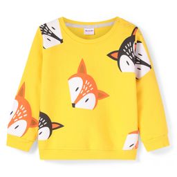 Kookie Kids Full Sleeves Sweatshirt with Fox Print - Yellow-image-74