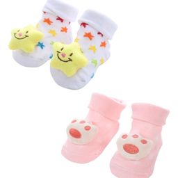 MumsLap Pack Of 2  Star & Paw Detailed Anti Skid Socks - Multi Colour-image-18