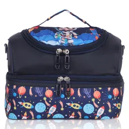 Echo Boomers Blue Space Printed Double Layer Insulated Tiffin Lunch Bag with Detachable Strap-picture-14
