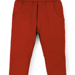 Zero Knit Full Length Solid Color Fleece Pant with Cut & Sew Design - Red-image-88