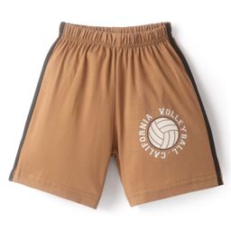 Tango Single Jersey Knee Length Shorts With Sport Theme Print & Tape Detailing - Tan-image-55
