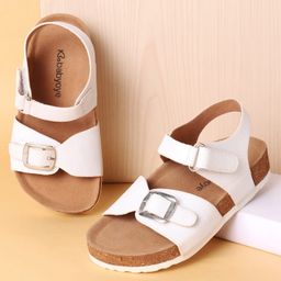 Babyoye Velcro Closure Solid Color Sandals - White-image-19