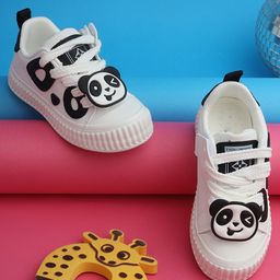 TRUFFLE COLLECTION Panda Applique Detailed Lace Ups Sneakers - Black & White-image-40
